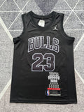 Black Chicago Bulls basketball jersey, full front view