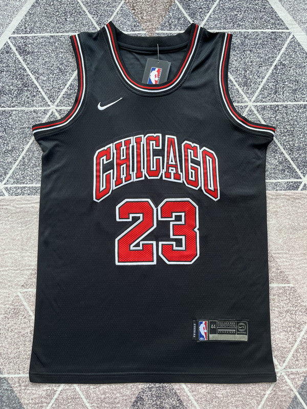 Black Chicago Bulls basketball jersey, full front view