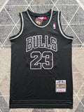 Black Chicago Bulls basketball jersey, full front view