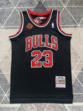 Black Chicago Bulls basketball jersey, full front view