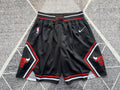 Black Chicago Bulls basketball shorts, full front view
