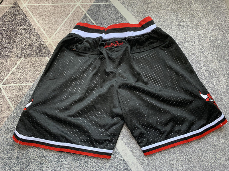 Black Chicago Bulls premium basketball shorts, full back view