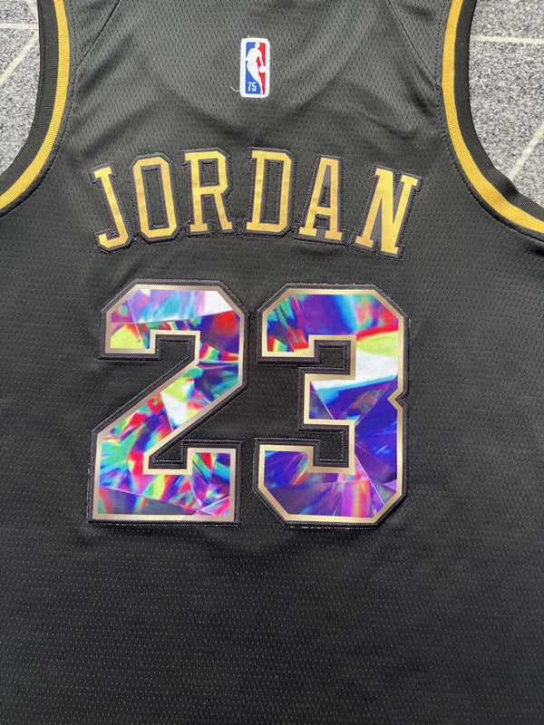 Black and Gold Chicago Bulls basketball jersey, back lettering and number detail