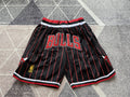 Black Chicago Bulls premium basketball shorts, full front view