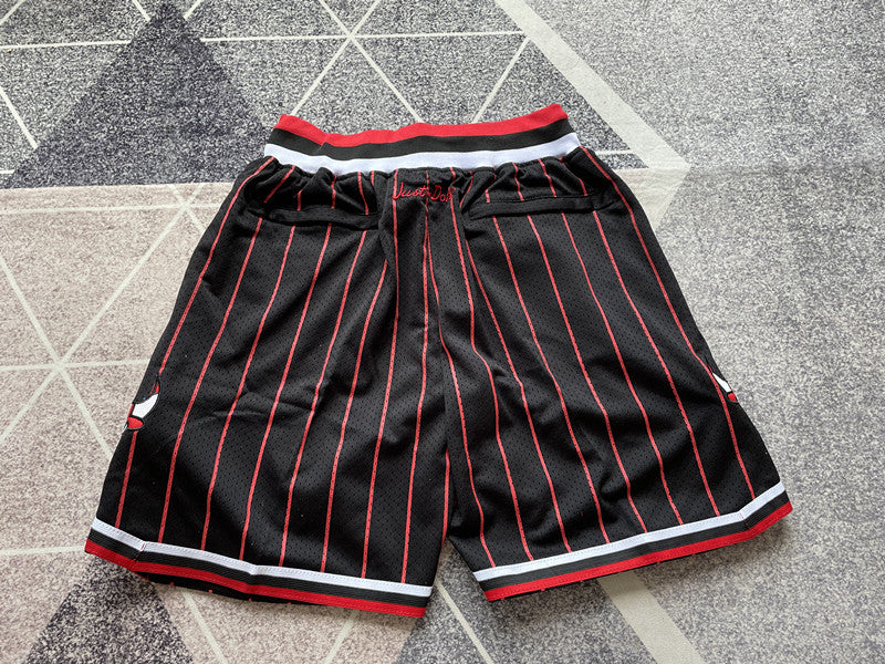 Black Chicago Bulls premium basketball shorts, full back view
