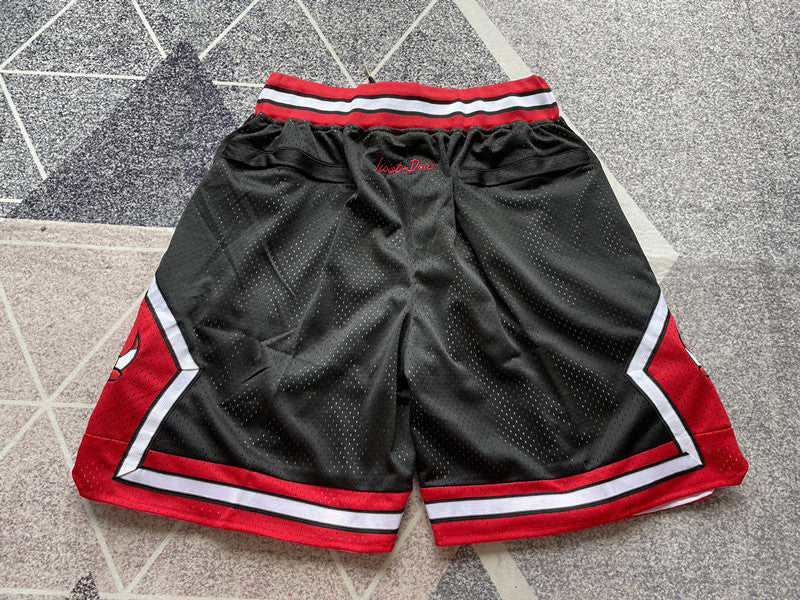 Black Chicago Bulls premium basketball shorts, full back view
