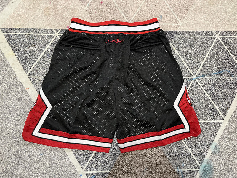 Black Chicago Bulls premium basketball shorts, full back view
