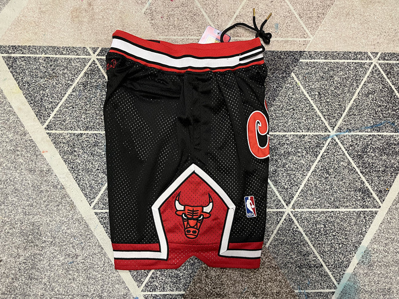 Black Chicago Bulls premium basketball shorts, side panel detail