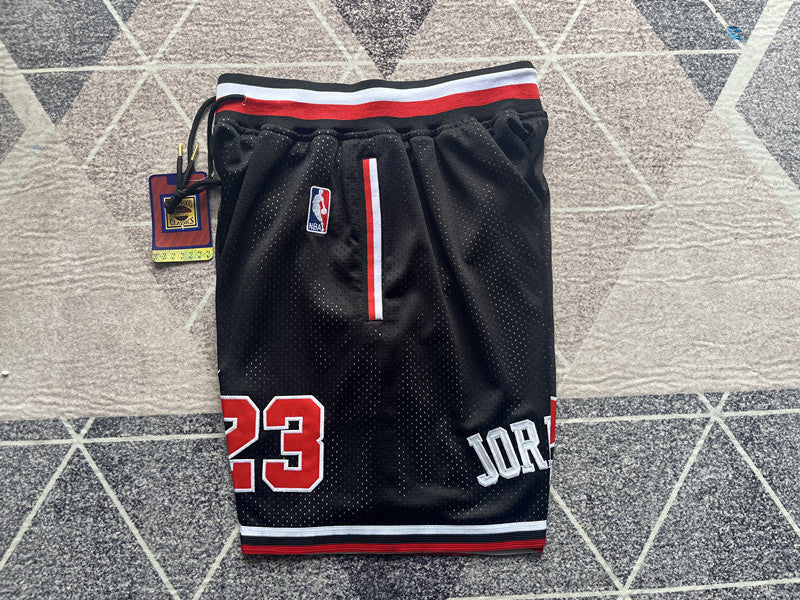 Black Chicago Bulls premium basketball shorts, side panel detail