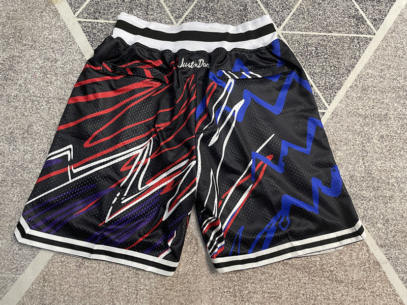 Black Chicago Bulls premium basketball shorts, full back view