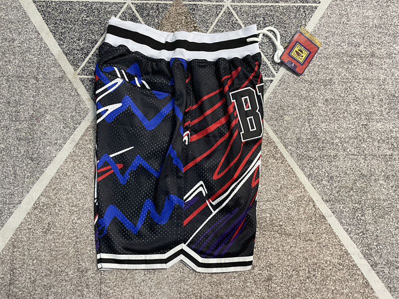 Black Chicago Bulls premium basketball shorts, side panel detail