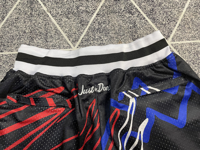 Black Chicago Bulls premium basketball shorts, waistband and label detail