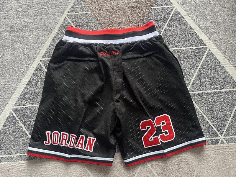 Black Chicago Bulls premium basketball shorts, full back view