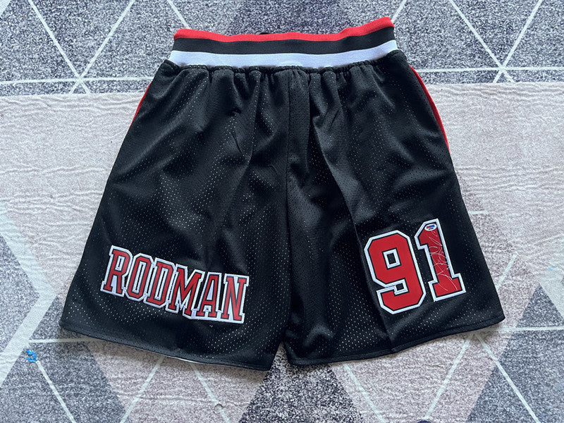 Black Chicago Bulls premium basketball shorts, full back view