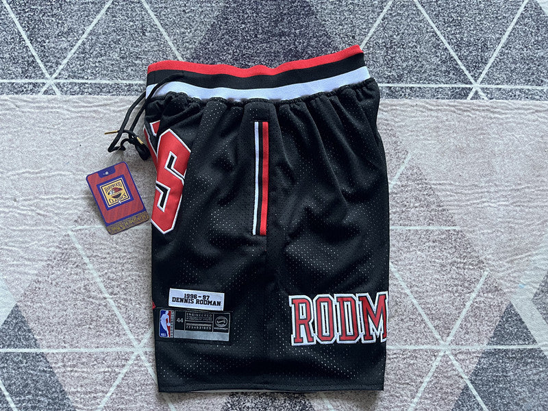 Black Chicago Bulls premium basketball shorts, side panel detail