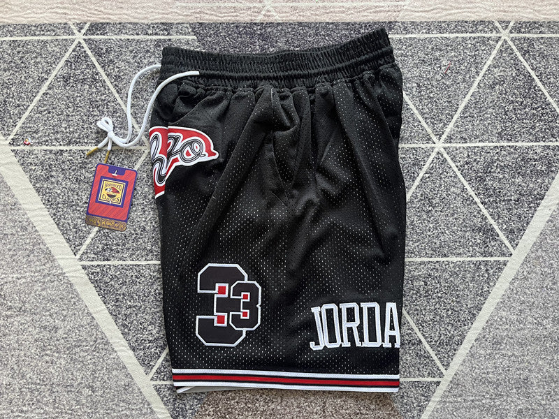 Black Chicago Bulls premium basketball shorts, side panel detail