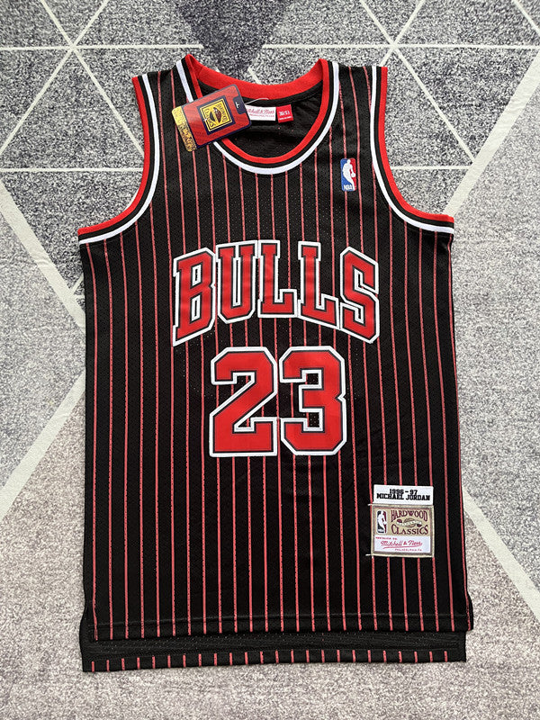 Chicago Black Retro Striped Basketball Jersey #23 front view [SPMERGE:P155:front]