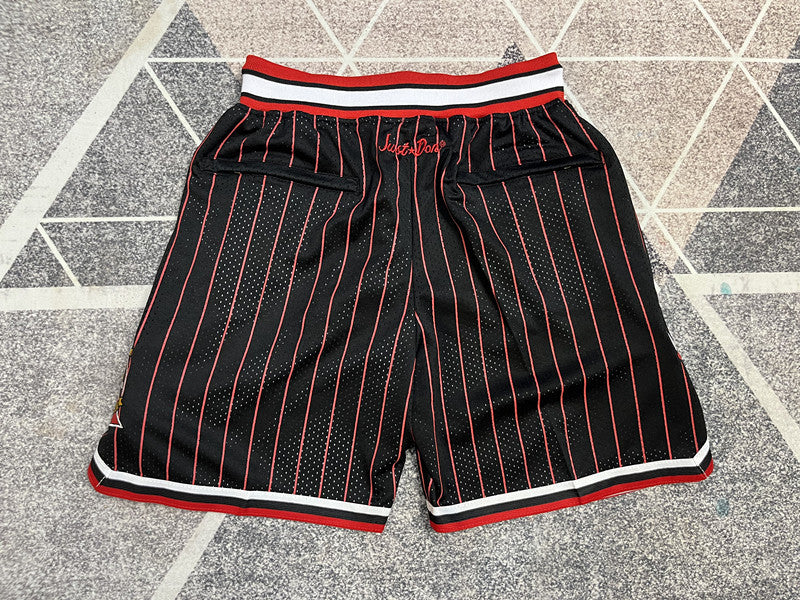 Black Chicago Bulls premium basketball shorts, full back view
