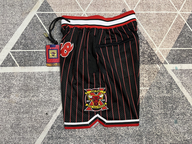 Black Chicago Bulls premium basketball shorts, side panel detail