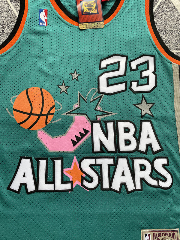 Green Chicago Bulls basketball jersey, front graphic detail