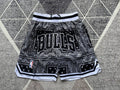 Multi-color Chicago Bulls premium basketball shorts, full front view
