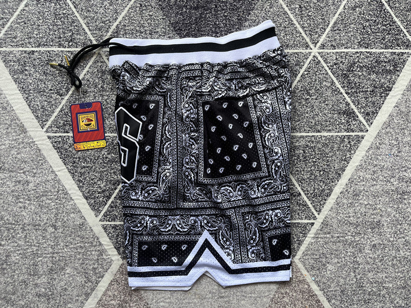 Multi-color Chicago Bulls premium basketball shorts, side panel detail