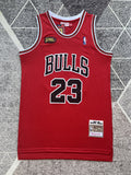 Red Chicago Bulls basketball jersey, full front view