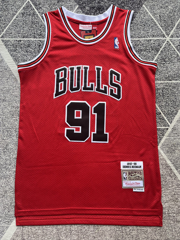 Chicago Red Retro Basketball Jersey #91 front view [SPMERGE:P141:front]