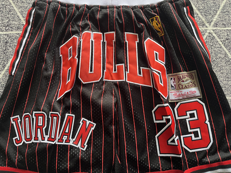 Multi-color Chicago Bulls premium basketball shorts, graphic detail