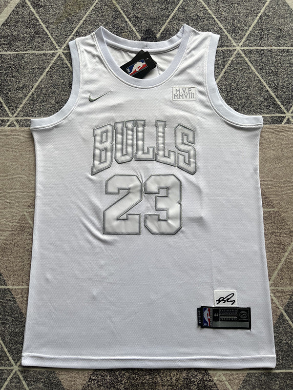 White Chicago Bulls basketball jersey, full front view