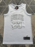 White Chicago Bulls basketball jersey, full front view