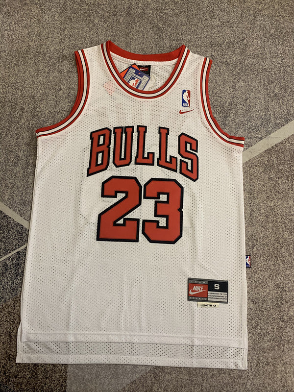 White Chicago Bulls basketball jersey, full front view