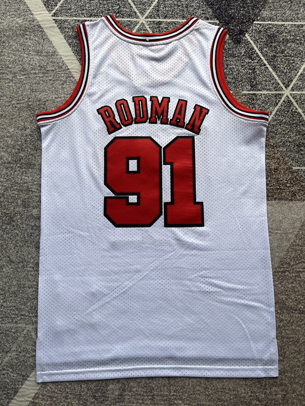 Chicago White Retro Basketball Jersey #91 back view [SPMERGE:P140:back]