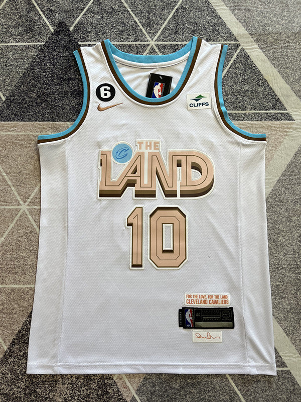 White Cleveland Cavaliers basketball jersey, full front view