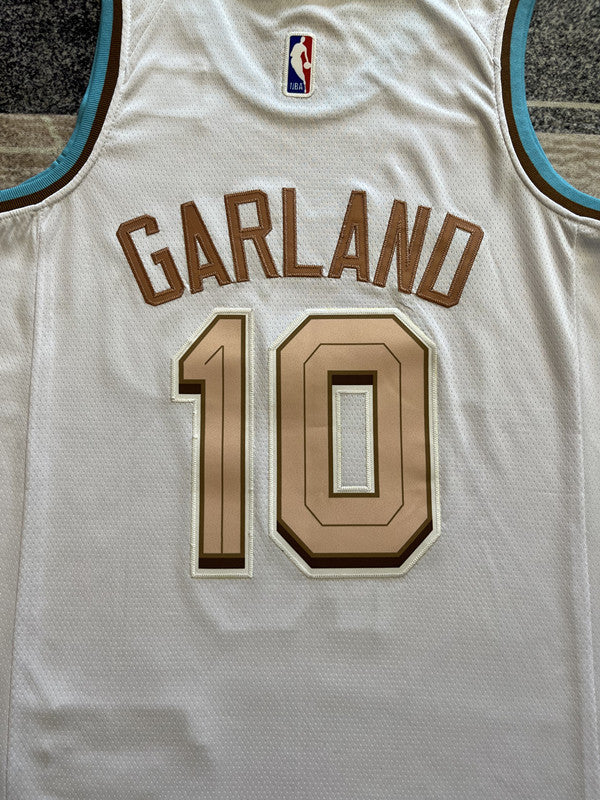 White Cleveland Cavaliers basketball jersey, back lettering and number detail