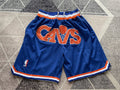 Blue Cleveland Cavaliers premium basketball shorts, full front view