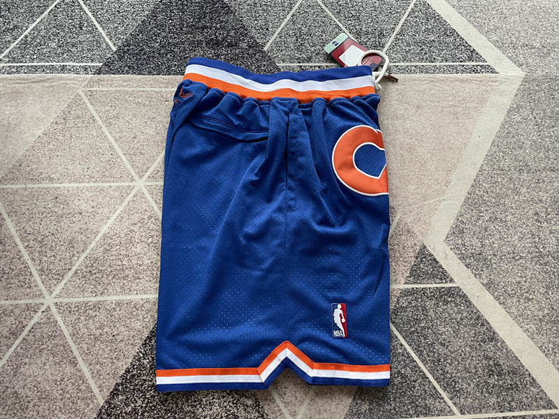 Blue Cleveland Cavaliers premium basketball shorts, side panel detail
