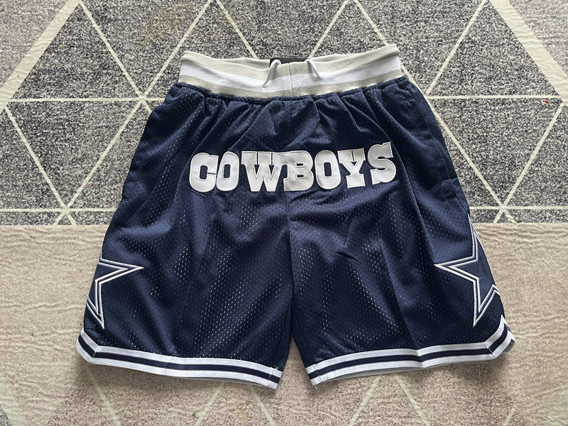 Blue Dallas Cowboys premium basketball shorts, full front view