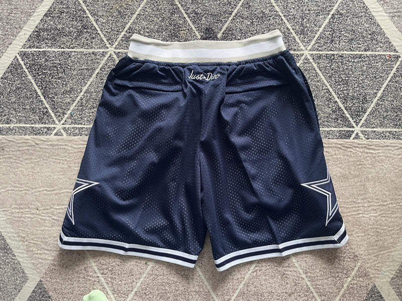 Blue Dallas Cowboys premium basketball shorts, full back view