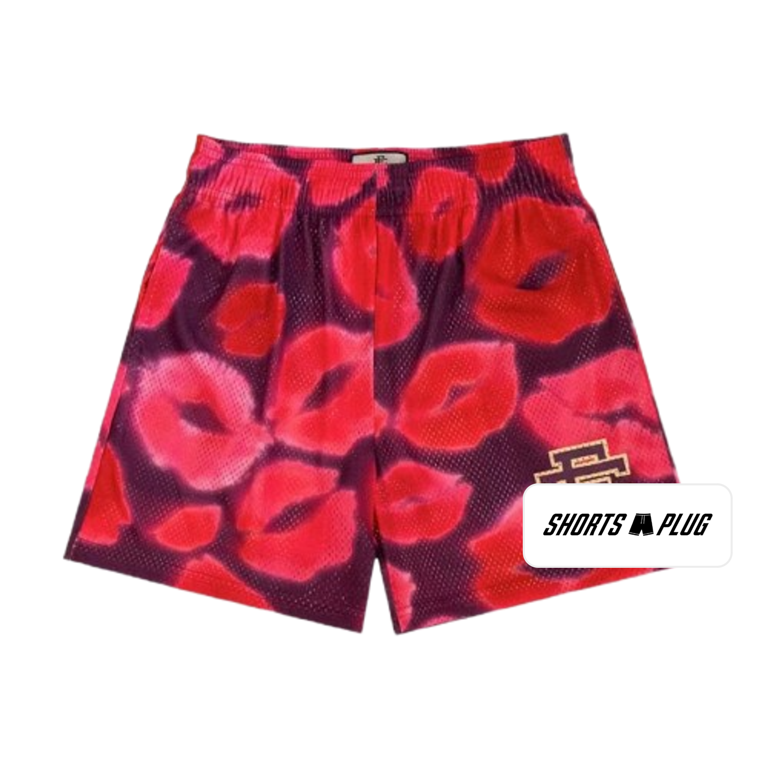 Crimson Poppy mesh shorts - front product view