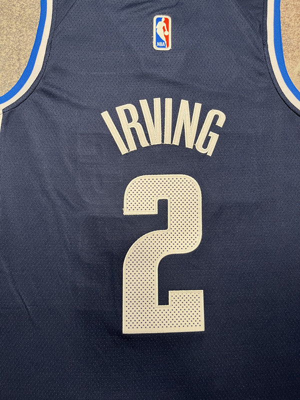 Navy Dallas Mavericks basketball jersey, back lettering and number detail