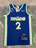 Royal Blue Dallas Mavericks basketball jersey, full front view