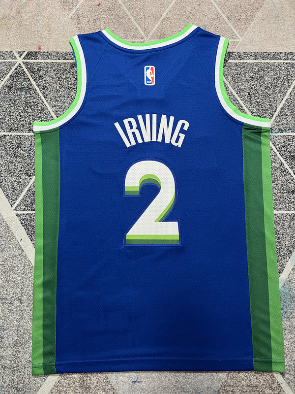 Royal Blue Dallas Mavericks basketball jersey, full back view