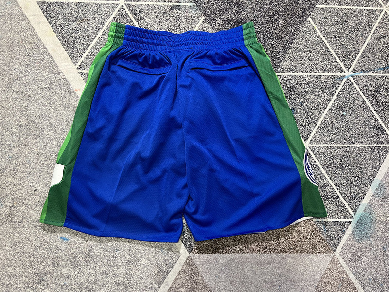 Royal Blue Dallas Mavericks premium basketball shorts, full back view