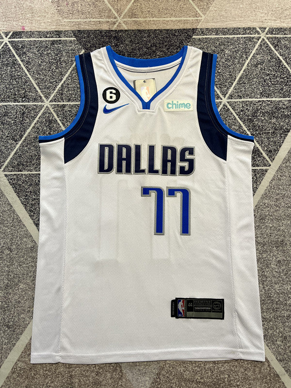 Dallas 2023 White Basketball Jersey #77 front view [SPMERGE:P022:front]