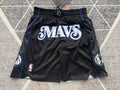 Black Dallas Mavericks premium basketball shorts, full front view