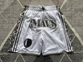White Dallas Mavericks premium basketball shorts, full front view