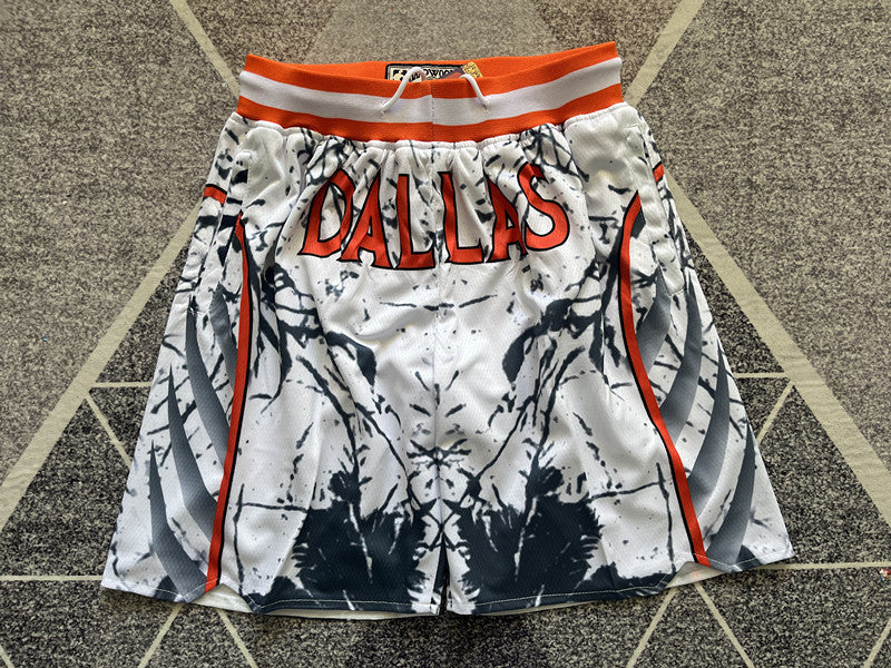 Multi-color Dallas Mavericks premium basketball shorts, full front view
