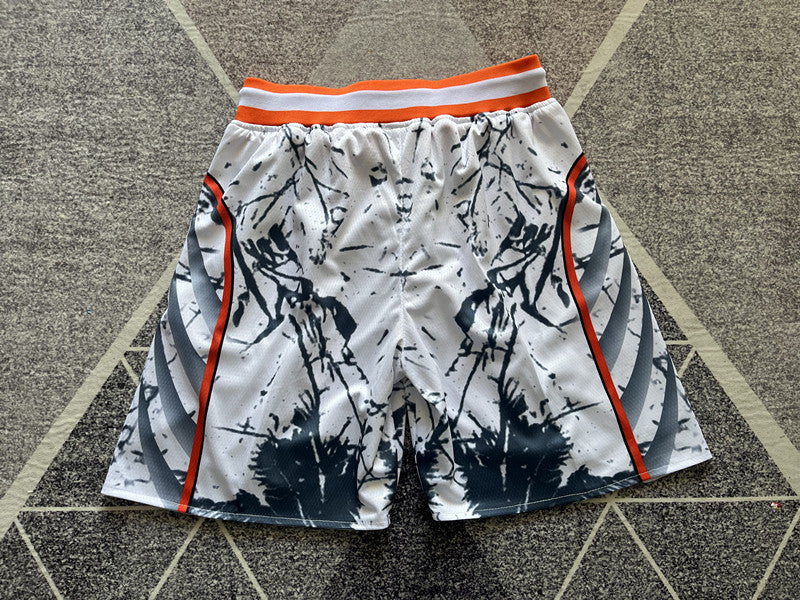 Multi-color Dallas Mavericks premium basketball shorts, full back view