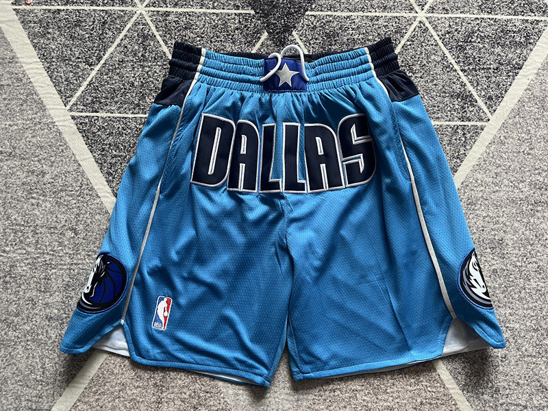 Light Blue Dallas Mavericks premium basketball shorts, full front view